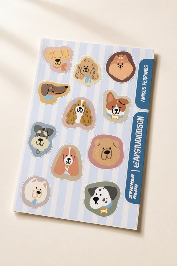 Plancha de stickers Amigos Perrunos