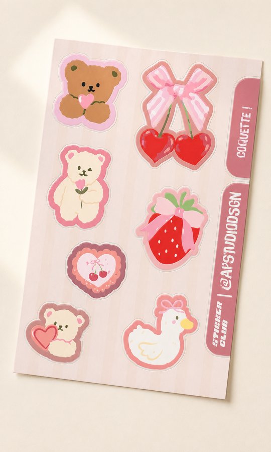 Plancha de stickers Coquette